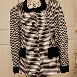 Escada Black and White Houndstooth Blazer